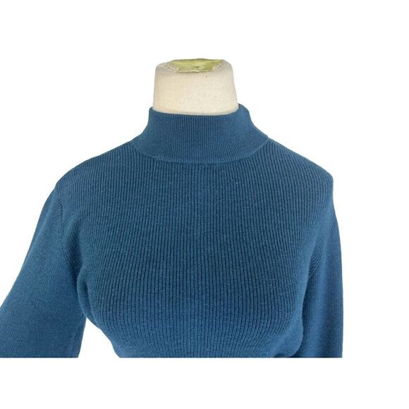 NWT Ryegrass Womens Large Teal Sweater Mock Neck Open Back Tie Button - Picture 14 of 16